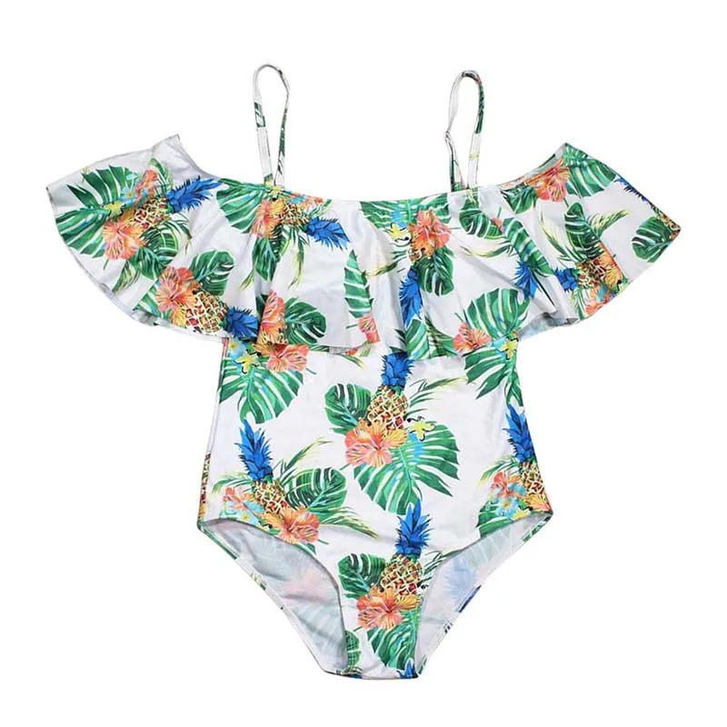 

Women One Piece Off Shoulder Monokini Floral Trees Printed Ruffle Bikini Swimsuit Beachwear EDF88