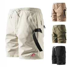 Модные мужские комбинезоны с карманами на пуговицах ветрозащитные однотонные Комбинезоны Шорты