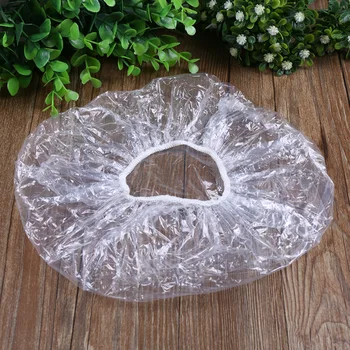 

High quality 100PCs Elastic Transparent One-off Shower Hair Cap Cover Bath Salon Spa Hat Hotle Bathroom Accessories Disposable