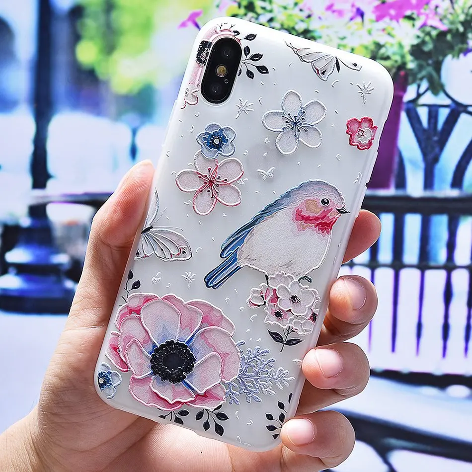 3D Silicone Relief Floral Case For iPhone XS Case For iPhone 2018 XS Plus Soft TPU Flower Matte Case Cover Phone Cases On        (11)