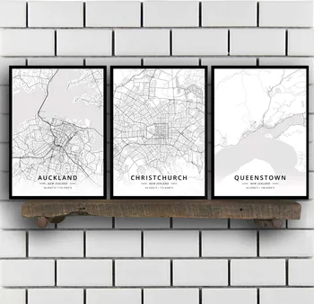

Auckland Christchurch Queenstown Wellington Whangarei New Zealand Map Poster