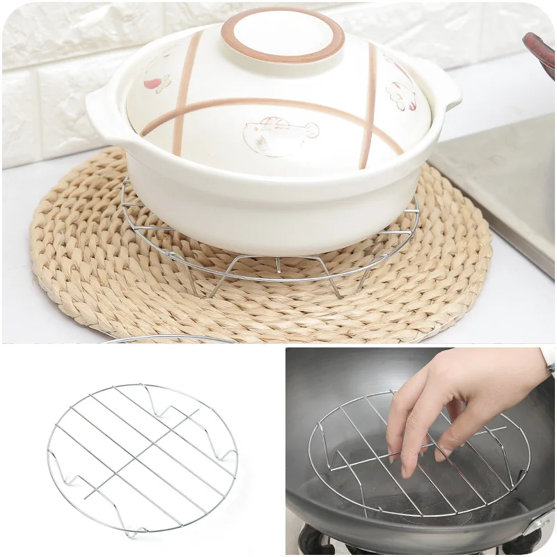 

High-Profile Pot Steamer Kitchen Cookware Round Stainless Steel Silver Cooking Ware Steaming Rack Stand Kitchen Heating Supplies