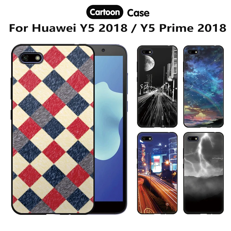 JURCHEN для Huawei Y5 2018 / Prime чехол с милым принтом Мягкий силиконовый задней панели