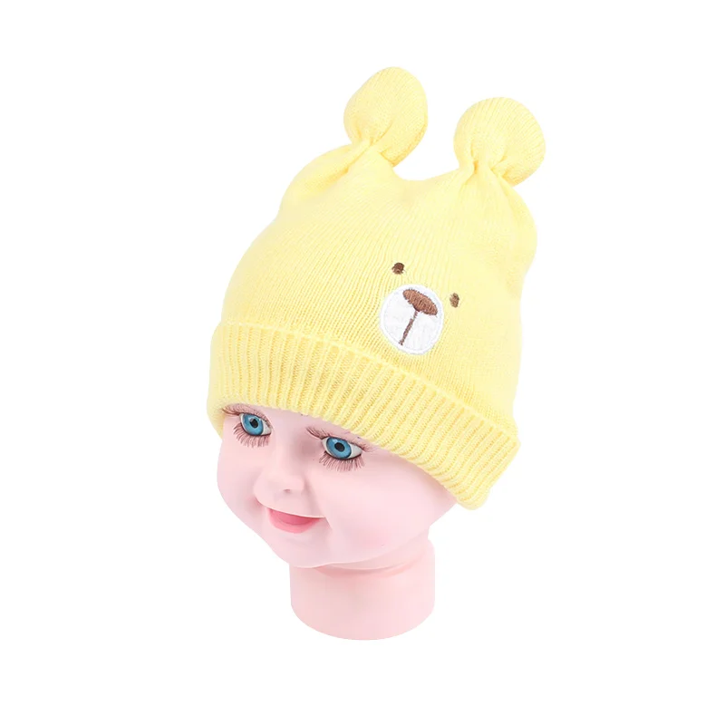 Bear Cotton Baby Hat Beanie Warm Winter Newborn Beanie Hat Cute Ears Knitted Baby Girls Hat Soft Comfortable Cradle Beanie New  (24)