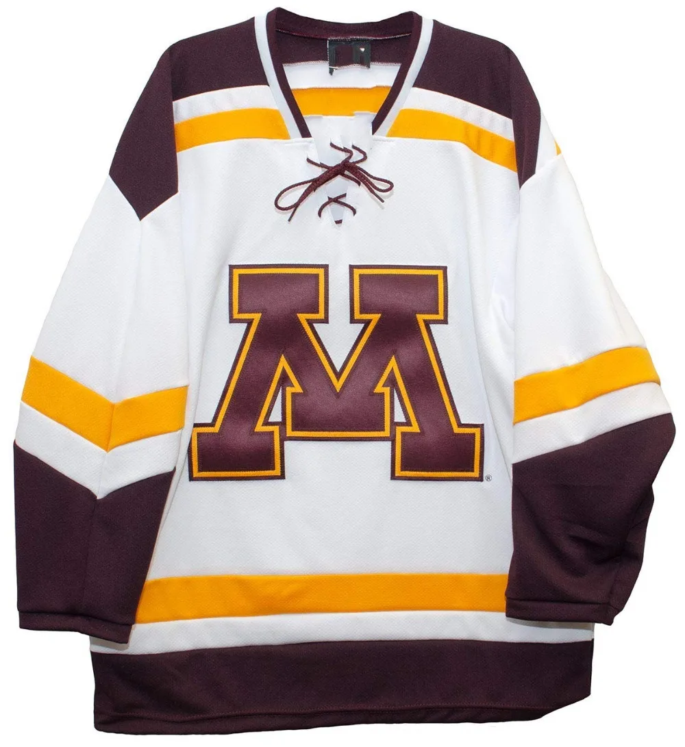 

Vintage Minnesota Golden Gophers Gold Hockey Jersey Embroidery Stitched Customize any number and nam