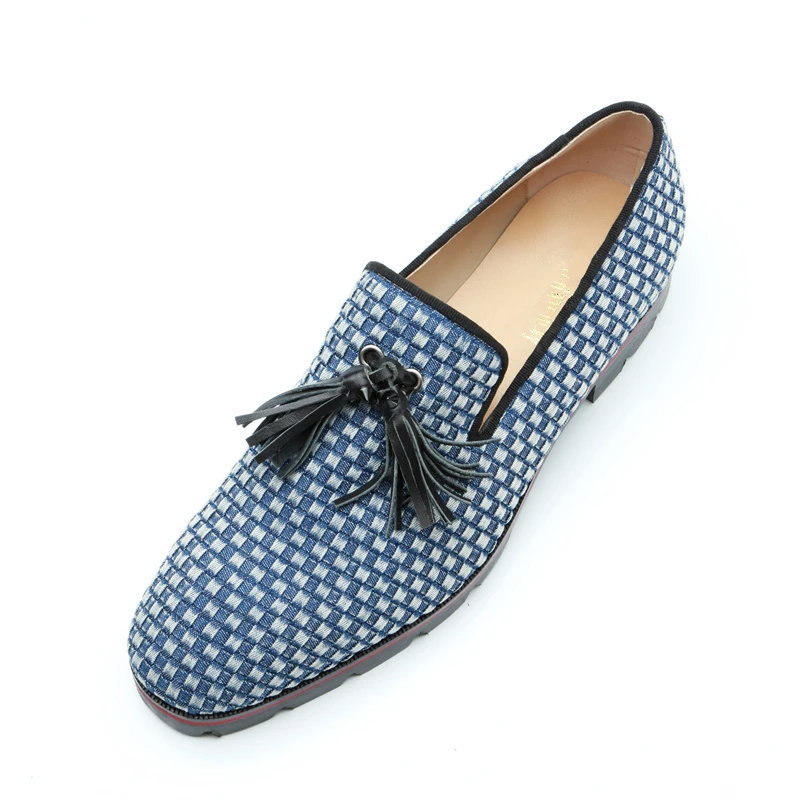 Arrival Sapatos Shoes Tassel Baixo Denim Sola Hot Men As Casual Marca Pic On Borracha De Chic Flats Slip Homens Embellished Topo New Masculinos 6xSPPqw05