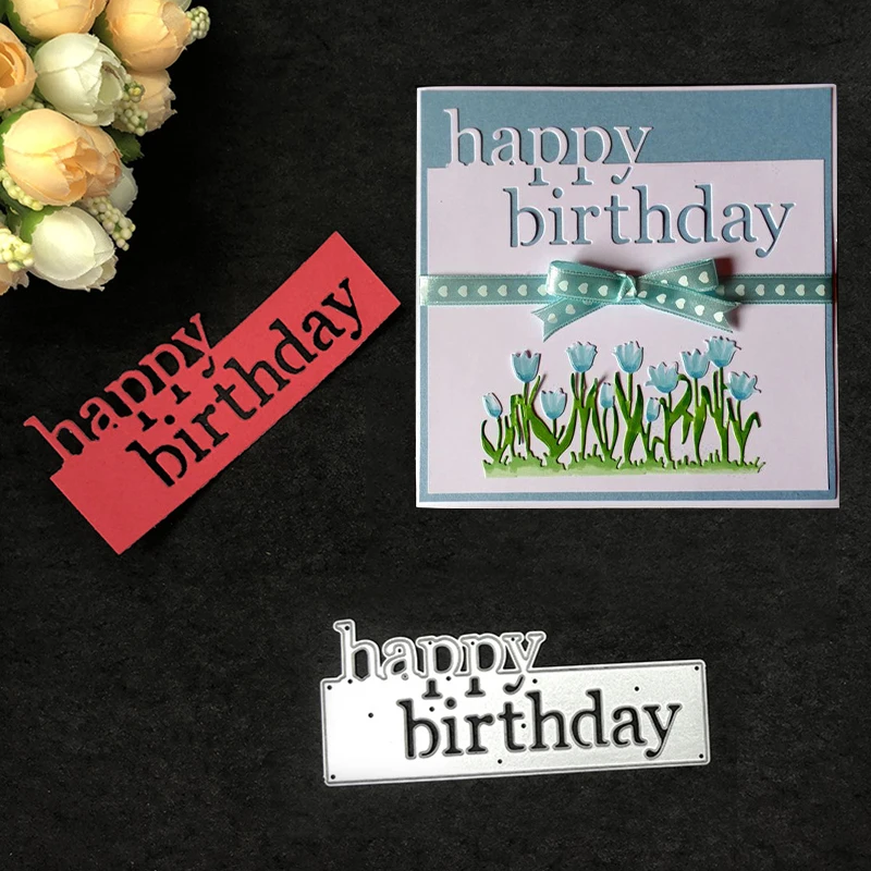 

1PC Happy birthday Metal Cutting Dies for Scrapbooking Die Stencils Embossing DIY Card Making/Photo Album Decoration