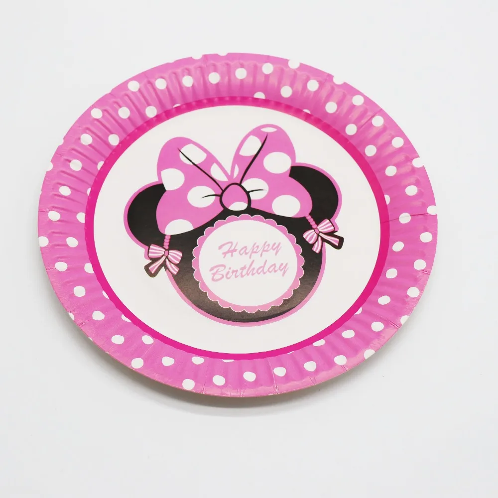 

10pcs/lot Minnie paper dishes plates baby shower paper plates kids birthday party decorations Minnie mouse disposable plates