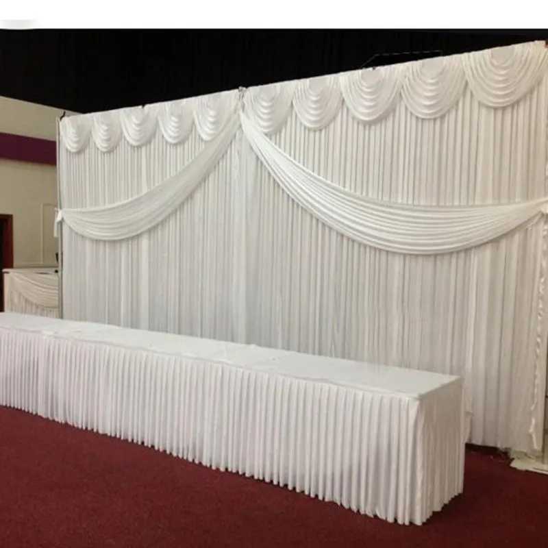 

Бесплатная доставка, свадебный фон, занавески, белые Сатиновые драпированные занавески, свадебное украшение, 10 футов х 20 футов (3 х 6 м)