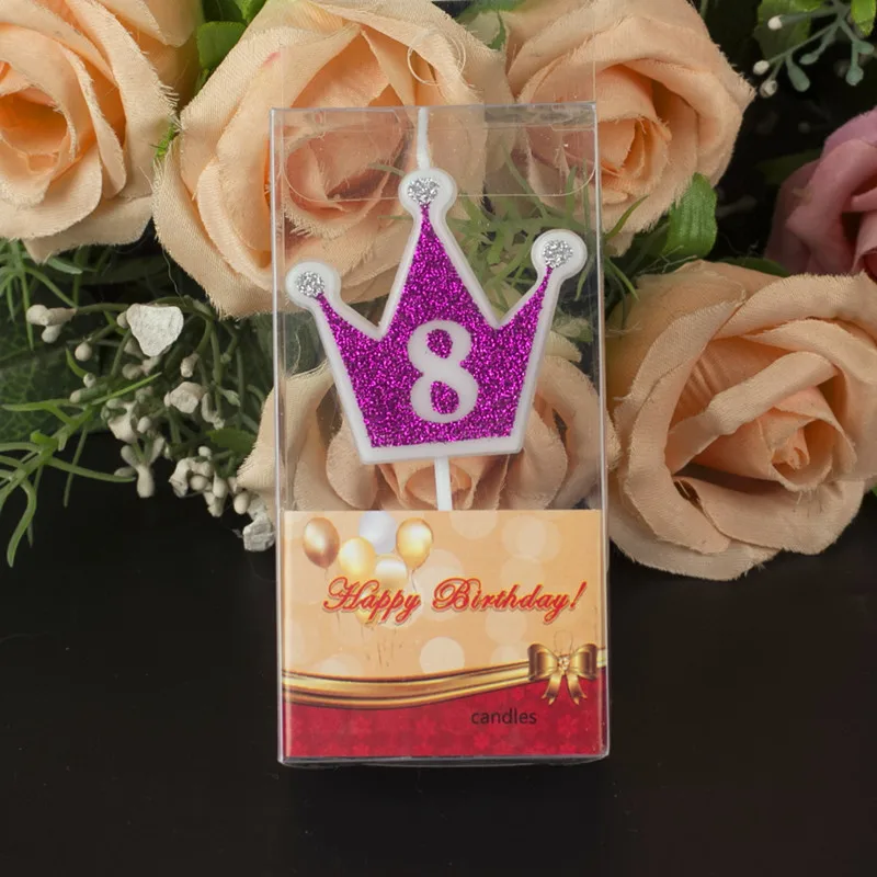 1 шт. блестящая Свеча для торта на день рождения, розовая Золотая Корона, свечи для детского украшения на день рождения, вечерние украшения для торта - Цвет: rose 8