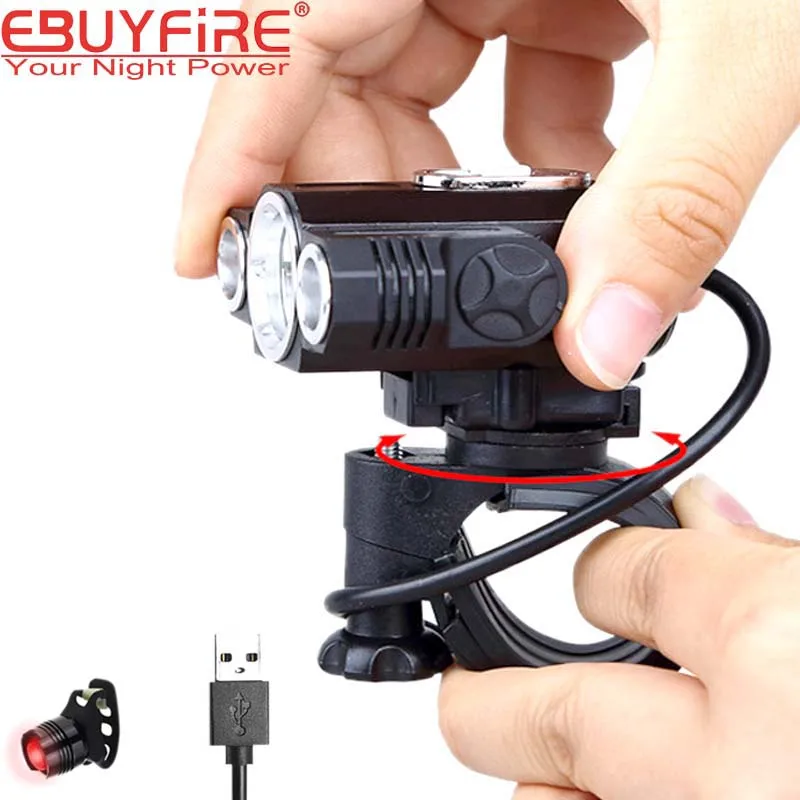Waterproof USB High beam Low Bicycle Bike Light Head Lamp (No 18650