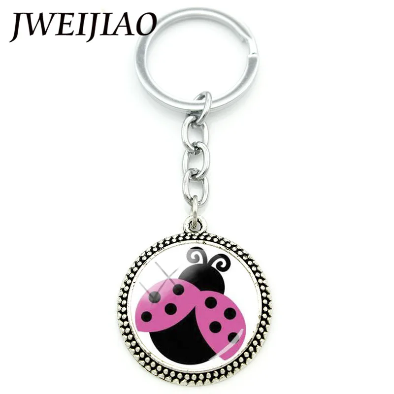 

JWEIJIAO Lovely Insect Ladybug Pendant Keychain Ladybird lady beetle Charm Bag Car Key Chain Holder For Kids Custom Gift LB39