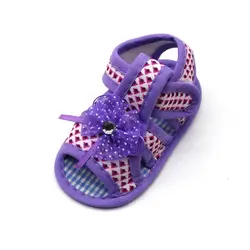 Новые летние туфли для младенцев геометрический принт марли цветочный дизайн сандалии на мягкой подошве Нескользящие туфли сандалии для