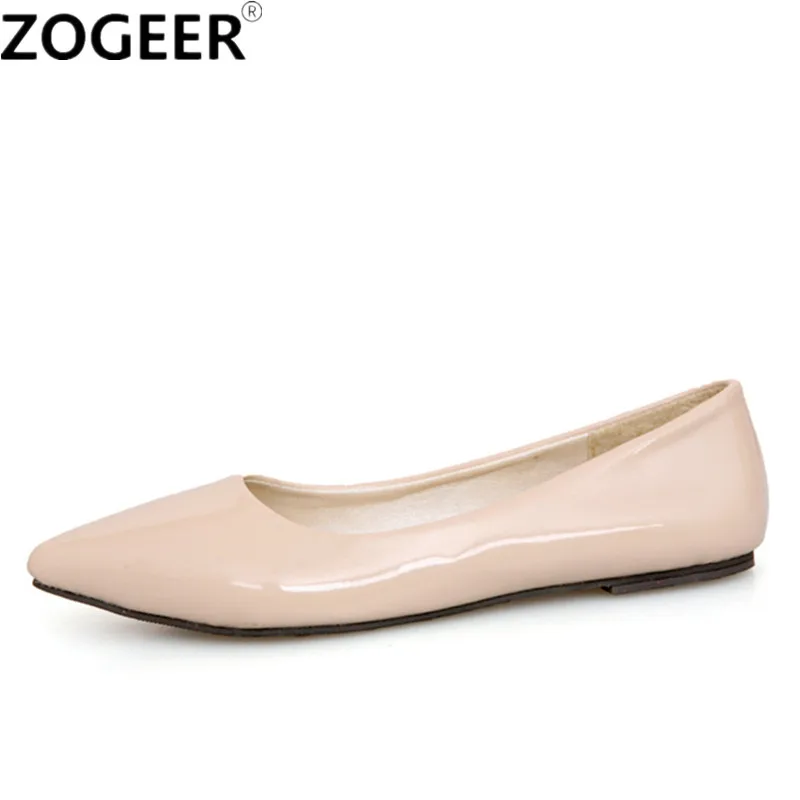 

Plus Size 48 Fashion Flat Heel Woman Flats Spring autumn Female Ballet Shoes pointed Toe Solid red Casual Work Shoes