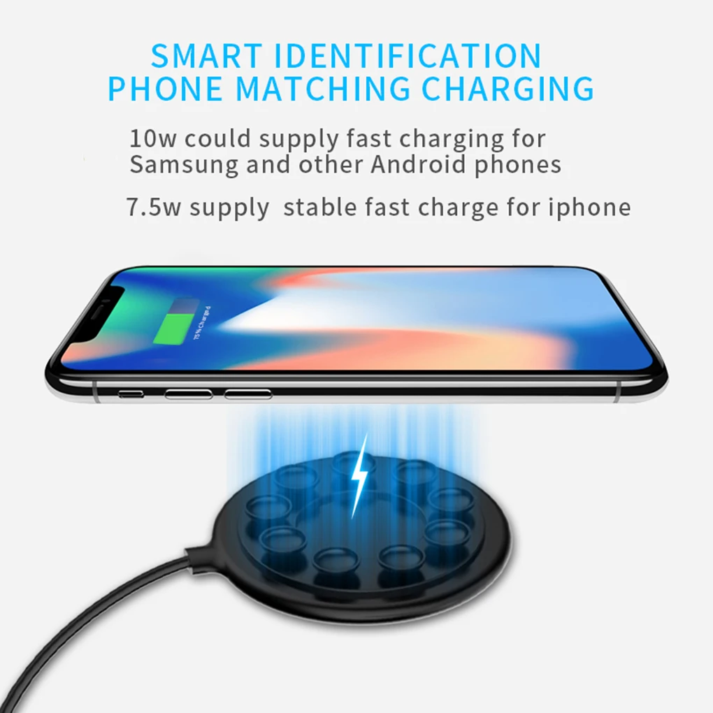 Sucker Base Mobile Phone Wireless Charger Cell Phone Round Square