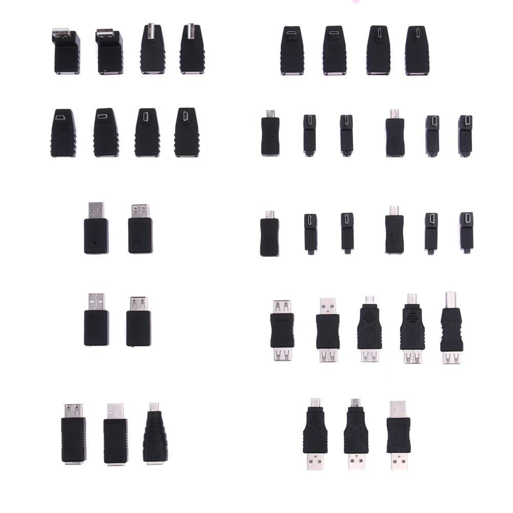 

39 in 1 OTG Adapter Converter Multiple USB 2.0 Couplers Adapters Mix Set Pack of 39 pcs A & B & MicroB & Micro & Mini Interface