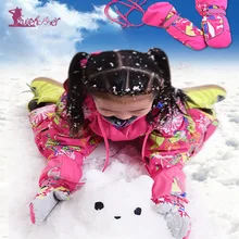 Лыжные перчатки Lurehooker для мальчиков и девочек, спортивные ветрозащитные перчатки для сноуборда, Детские Водонепроницаемые зимние теплые лыжные перчатки