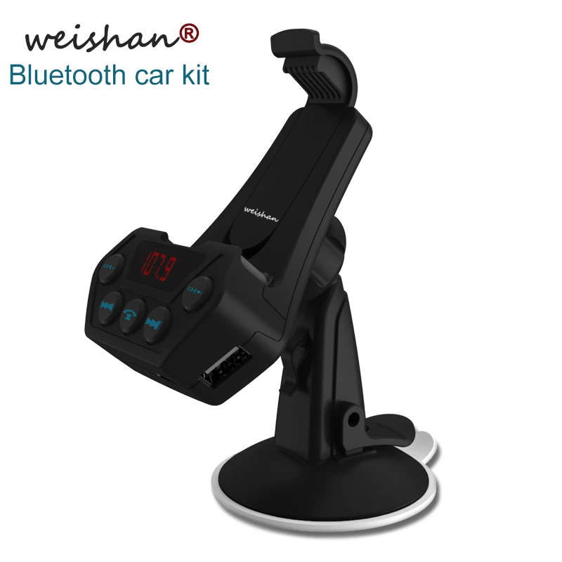 Weishan bluetooth fm-передатчик автомобильный комплект свободные руки авто MP3 плеер Поддержка AUX Выход держатель мобильного телефона с USB зарядным устройством