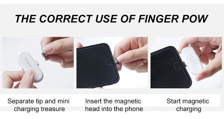 Fingerpow портативное зарядное устройство 18650 батарея для android type c iphone Магнитный внешний аккумулятор USB Кабель powerbank