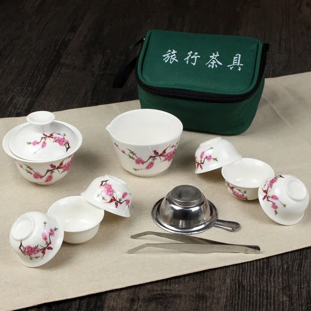 Cheap 2016 New 11 PCs Ceramic Chinese Kung Fu Tea Set Gaiwan Cup Porcelain Free shipping