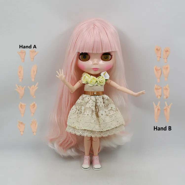 

Blyth Nude Doll For Series No.280BL1362352 JOINT body Pink mix wihte hair Suitable For DIY Change BJD Toy For Girls