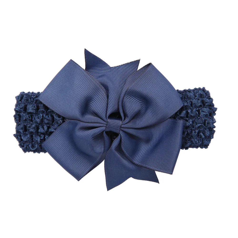 Baby Hair Accessories 2019Top Hot Girls Wave Headbands Bowknot Hair Accessories For Girls Infant Hair Band Diademas Para Bebe - Color: Navy