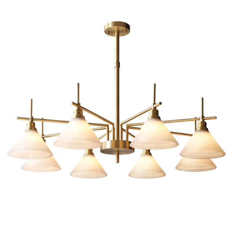 

Post modern Eourope Pendant lights Real brass foyer bedroom LED hangling lamp glass lampshade decoration home lighting fixture
