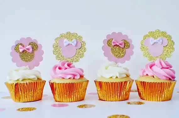 Raton Rosa Y Dorado Para Decoracion De Magdalenas Mouse Para Primer Cumpleanos 6 Uds Birthday First Birthday Pinkbirthday Pink And Gold Aliexpress