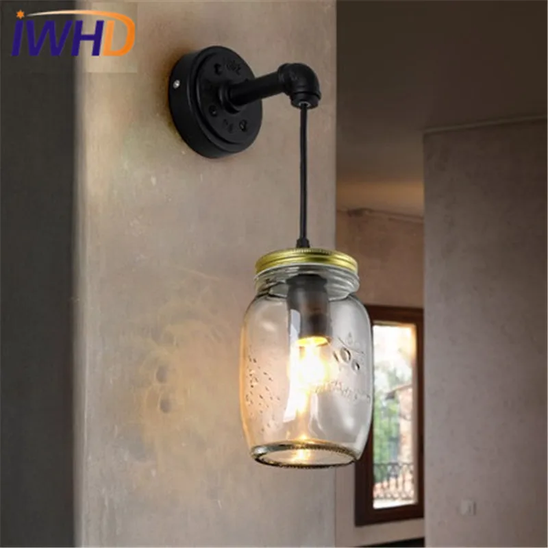 IWHD Loft Style Iron Vintage Wall Lamp Industrial Edison Wall Sconce Simple Glass Water Pipe Wall Light Fixtures Lighting IWHD Loft Style Iron Vintage Wall Lamp Industrial Edison Wall Sconce Simple Glass Water Pipe Wall Light Fixtures Lighting