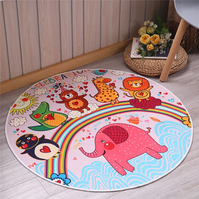 

Play Mat Round Elephant Seagull Deer Print Crawling Blanket Infant Game Pad Play Rug Floor Carpet Baby Gym Activity Room Decor