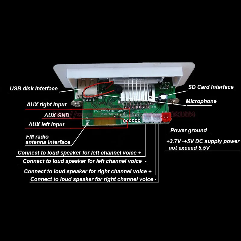 1 компл./лот MP3 WAV аудио декодер 3 Вт + Bluetooth плеер модуль усилителя мощности звонки