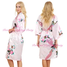 Шелковый Атласный Свадебный халат невесты цветочный Халат короткий кимоно Ночной халат Банный халат модный халат для женщин