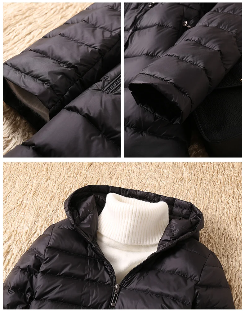 Женский ультра-светильник, зимний пуховик, 90% белый пуховик на утином пуху, модная Женская Корейская тонкая пуховая куртка с капюшоном