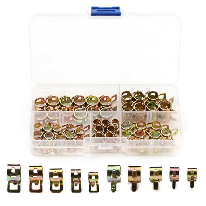 

75pcs/lot 6/7/8/9/10mm Hose Clamp Zinc Plated Hose Spring Clamp Air Tube Clip Water Pipe Clamp Fastener Kit