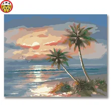 Вышивка морской пейзаж дубовый подорожник цифровая картина DIY собственный цвет наполнение ручные изображения пронумерованы Пейзаж изображения пронумерованы w