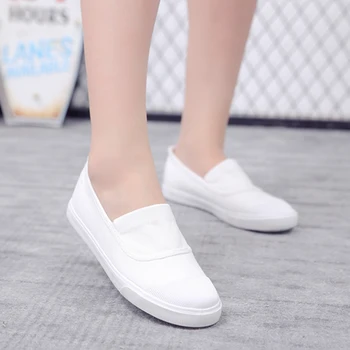 

Summer New Canvas Student Flat Comfortable White Shoes Women Basic Casual Shoes slip-on Canvas Walking Shoes Female