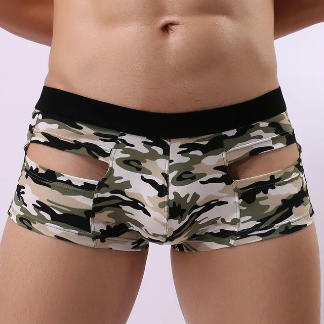 Interior Ejército Hombres Sexy Algodón Camuflaje Shorts Boxer Ropa 7anSxa