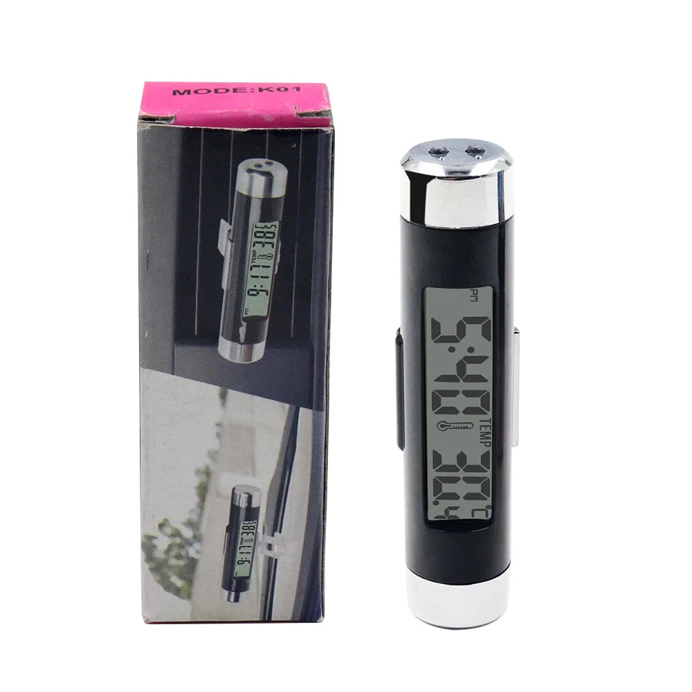 Digital Auto Thermometer Clock LCD Display Car Temperature Time Scanner Automobile Air Vent Clip Thermometer Blue Back Light LCD