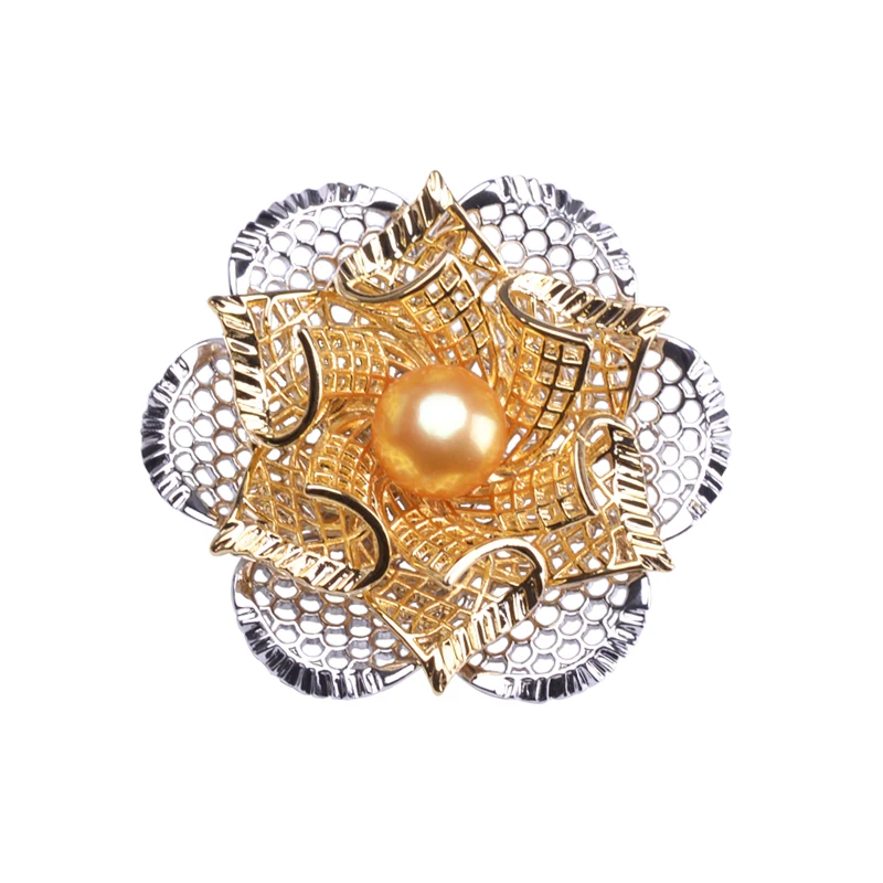 2018 Women Jewelry 10mm Freshwater Golden Pearls New Fashion Nice &amp Full Of Brooch Pin Theme Hollowed-out Brooches | Украшения и