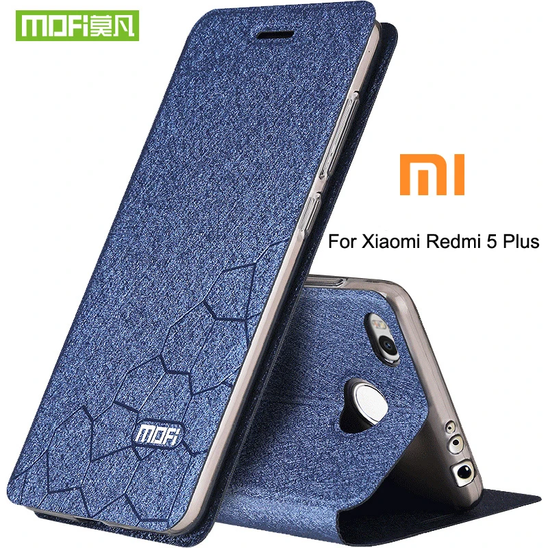 Для Xiaomi Redmi 5 Plus кожаный чехол MOFI откидная крышка силиконовый 360 Защита Shockpoor для