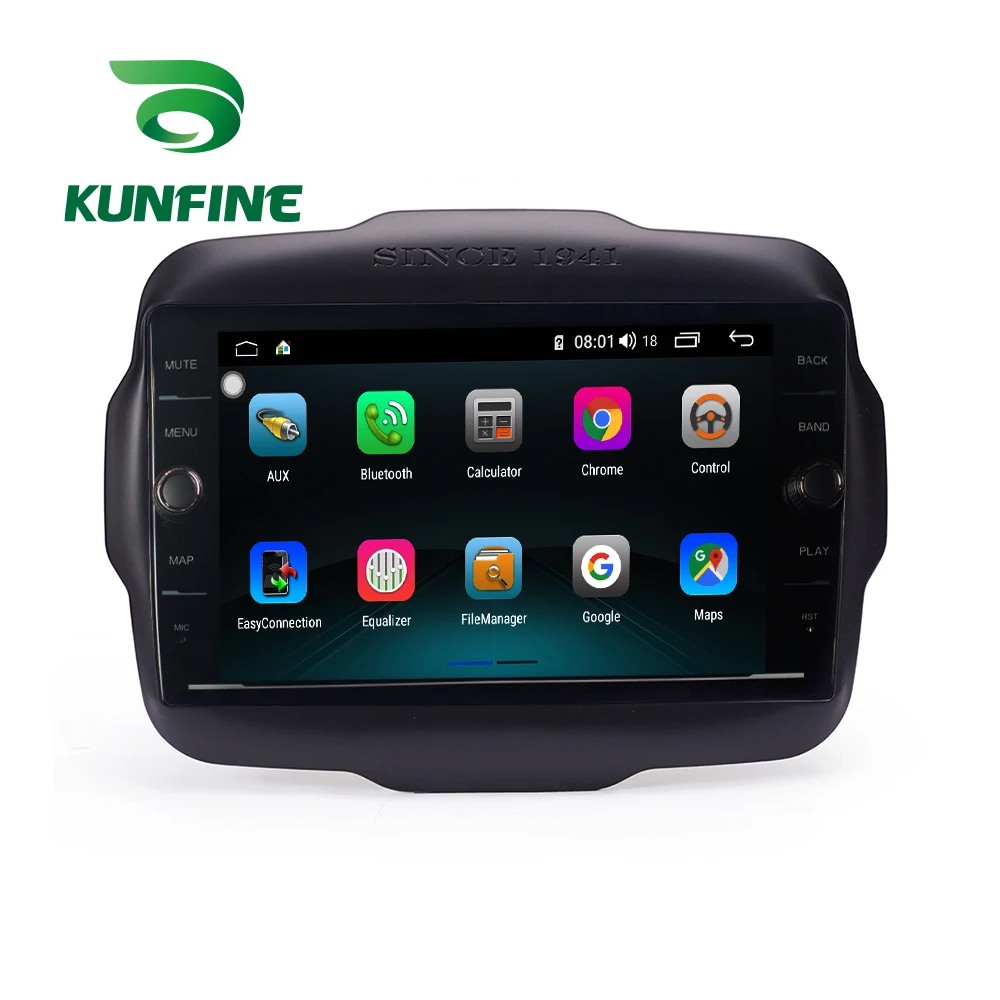 Excellent Octa Core 4GB RAM 64GB ROM Android 8.1 Car DVD GPS Player Deckless Car Stereo for Jeep Renegade 2016 Radio Head Unit Wifi 4G 4