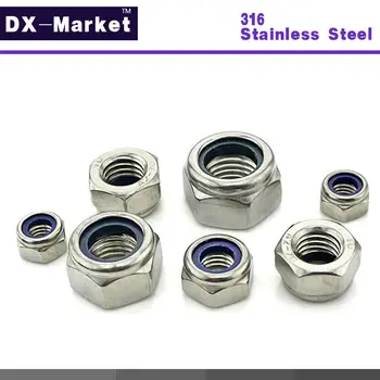 

m12 , 20pcs , 316 Stainless Steel Self-Locking nuts , Blue Nylon Insert Hex Lock Nut ,B005