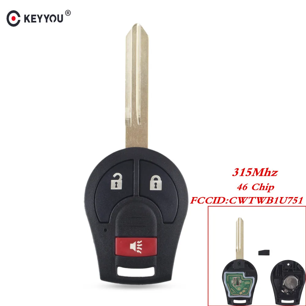 Ключ KEYYOU для Nissan Qashqai Sunny Sylphy Tiida X Trail Rogue 2008 2016 315 МГц CWTWB1U751 ID46 чип дистанционный