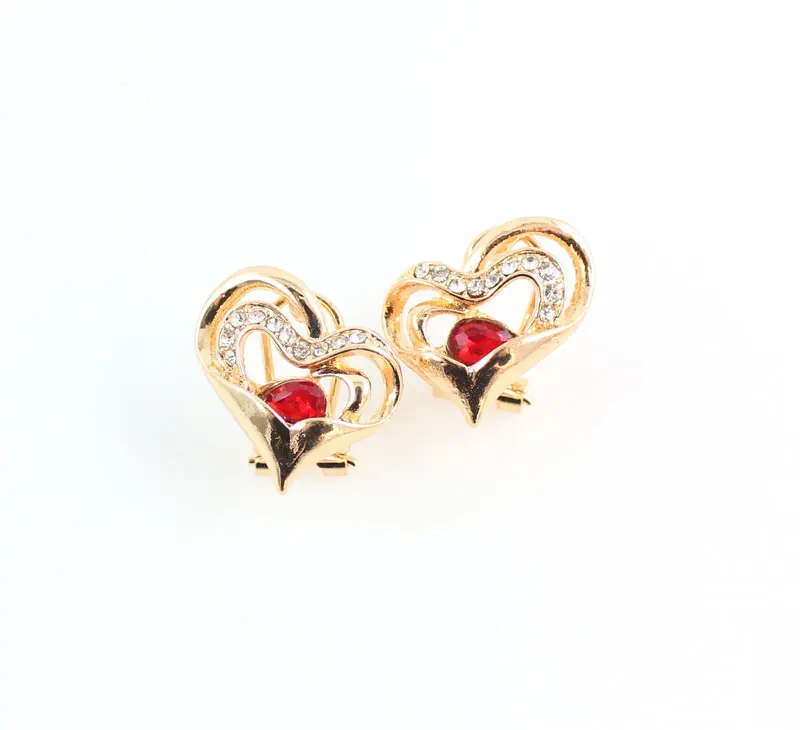 Новое поступление красный в форме сердца со стразами ожерелье серьги наборы Золото Цвет женские вечерние Ювелирные наборы Аксессуары