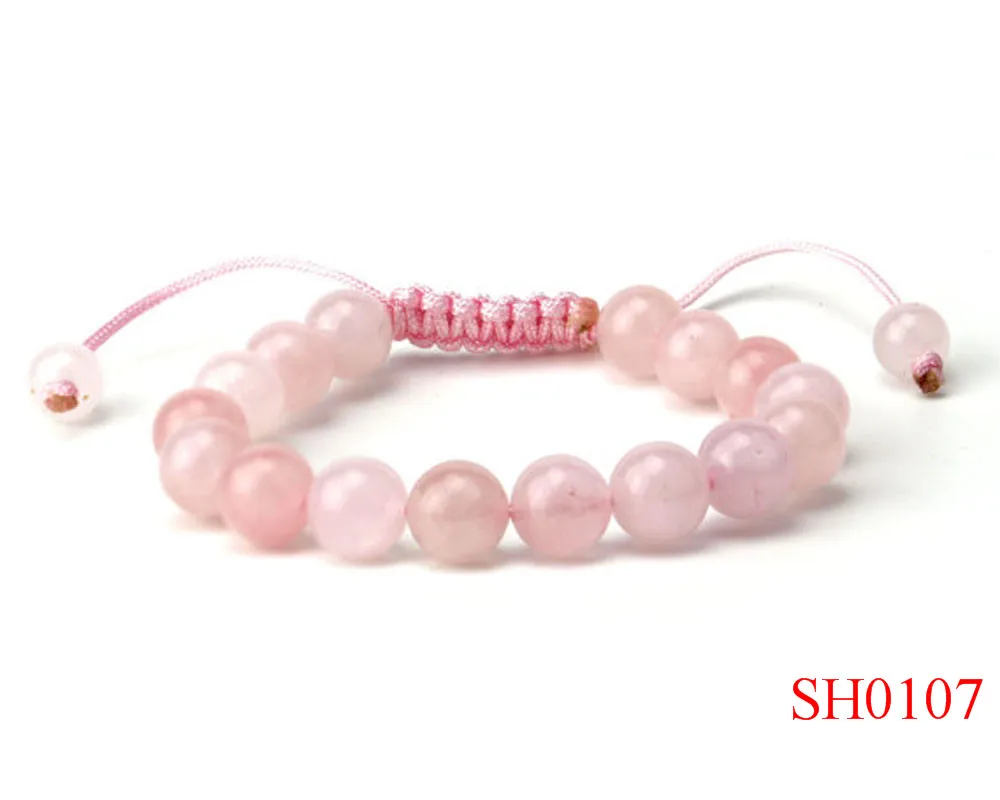 Продукт для розовый камень Браслеты с бисером регулируемый плетеный Канат ручной Weave браслет для Для мужчин Для женщин рейки молитва Камни