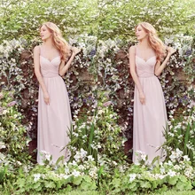 Free Shipping 2017 New Design V-Neck Lace Ruffles A-Line Chiffon Long Bridesmaid Dresses Wedding Party Dress Maid of Honor HP06