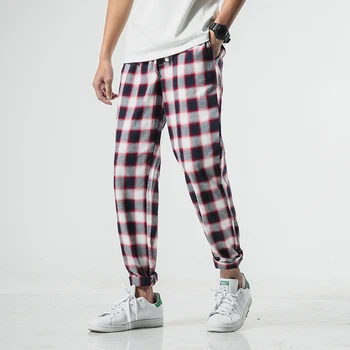 

2018 Japanese South Korea original shadowless wall grid leisure trousers M - 5 x HK22 - P50