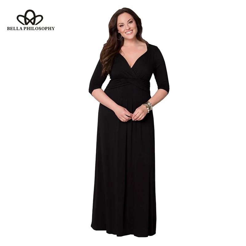 Wonder 2018 new Autumn Plus Size Dresses V-neck Women dress Elegant atmosphere Christmas dress Max women dress