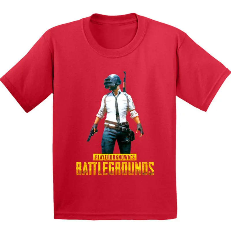 Детская Хлопковая футболка с рисунком игры Playerunknown's Battlegrounds PUBG; забавная одежда для малышей; Повседневная футболка для мальчиков и девочек - Цвет: Red A