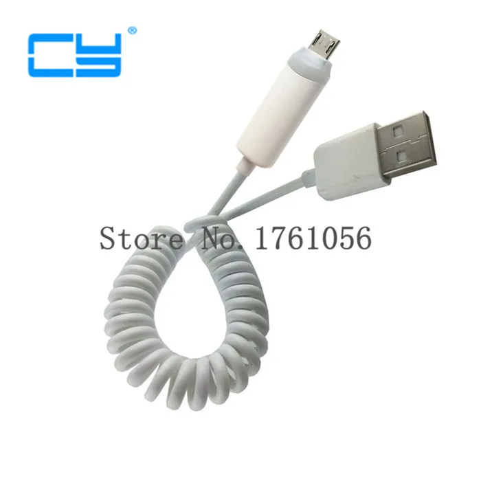 LED USB Spring Cable V8 micro 5pin charger and data transfer Stretch cable for samsung S4 i9500 S3 note 4/HTC/LG Free shipping |